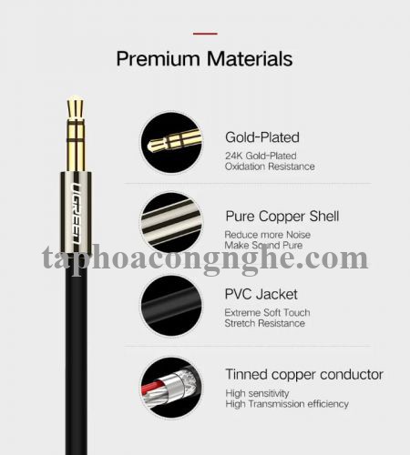 Ugreen 10590 3M màu Đen Cáp âm thanh 2 đầu Bông sen sang 3.5mm Dương mạ vàng AV116 30010590